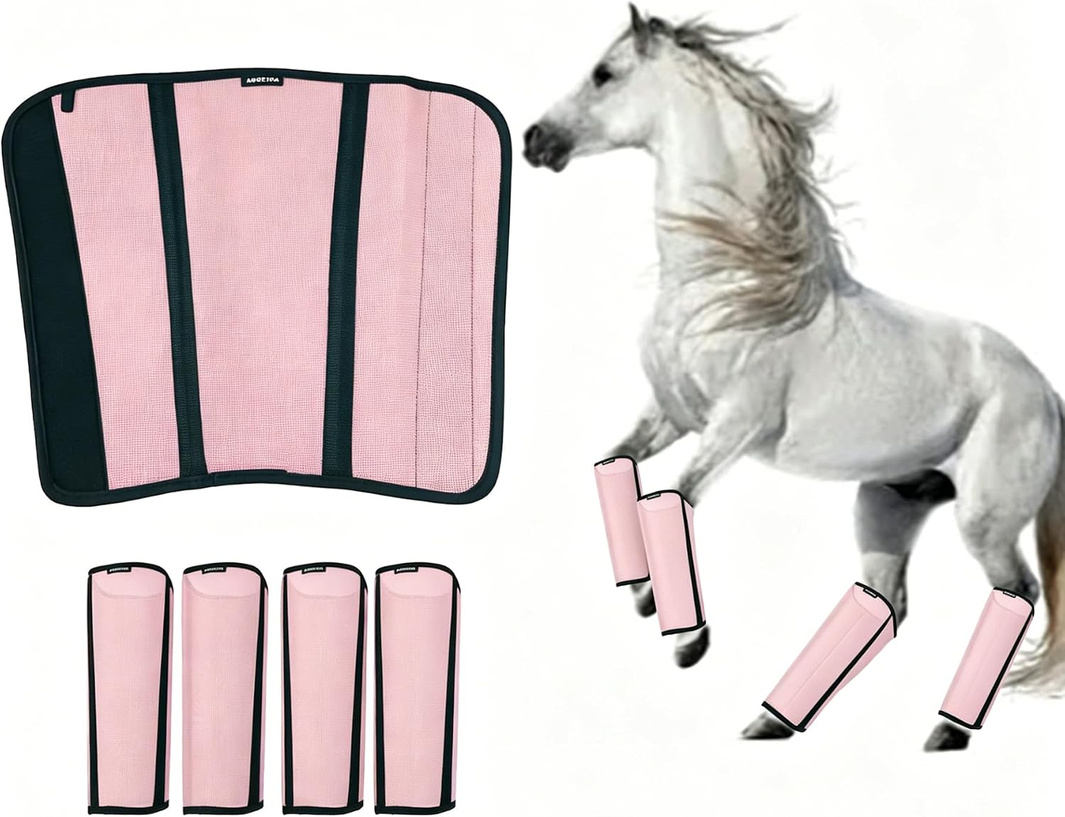 Mesh Horse Fly Boots Set of 4, Loose Fitting Shoofly Leggings for Horses with Breathable & Adjustable, Fly Leg Wraps for Horses Stop Annoying Stomping, Stay-on Comfortable Shoo Fly Boots - Image 11