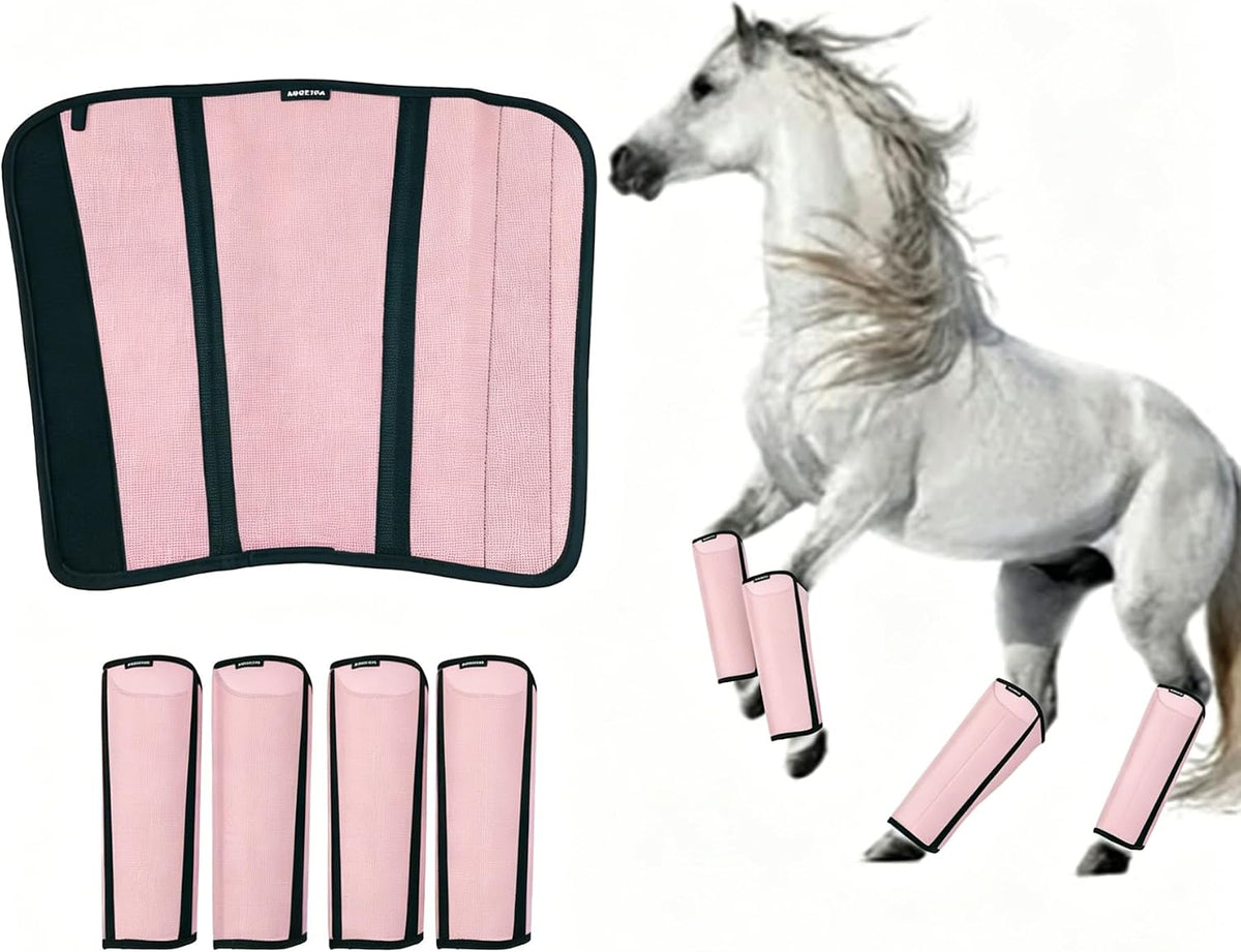Mesh Horse Fly Boots Set of 4, Loose Fitting Shoofly Leggings for Horses with Breathable & Adjustable, Fly Leg Wraps for Horses Stop Annoying Stomping, Stay-on Comfortable Shoo Fly Boots - Image 11