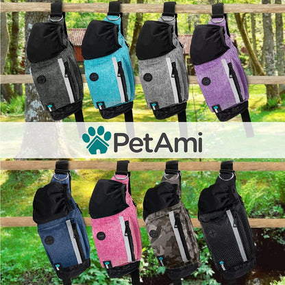 Adjustable fifty two inch shoulder strap on PetAmi fanny pack