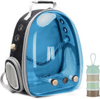 Bird Traval Carrier Cage, Clear Space Capsule Astronaut Backpack to Carry Parakeet Cockatiel Parrot with Metal Tray Bird Feeder Wood Perch, Vet Transport Bag - Image 9