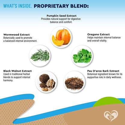 Back label of Beloved Pets herbal cleanse for dogs and cats illustrating the weight-based dosing guidelines.