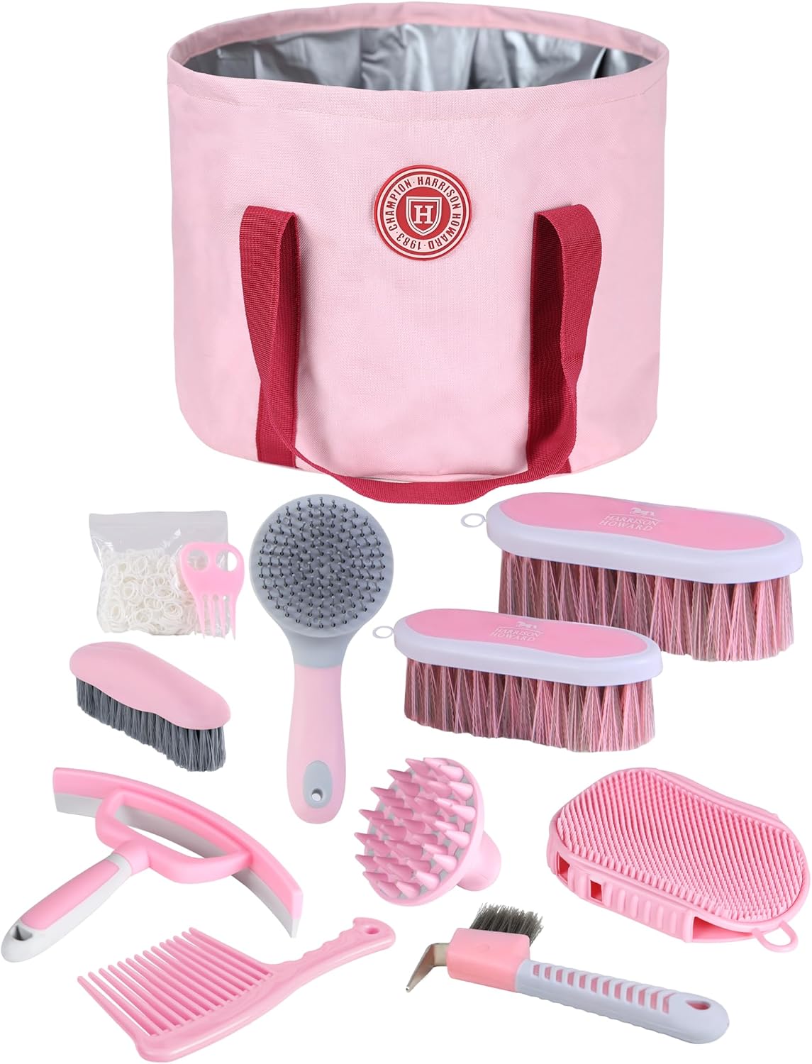 Harrison Howard Horse Grooming Kit 9 Piece with Tote, Non-Slip Silicone Grip Brush Set for Horses, Shedding Bathing Daily Care, Beginner Friendly Soft Blue - Image 11
