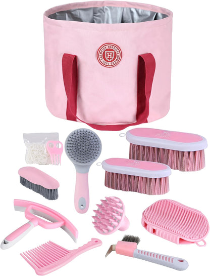 Harrison Howard Horse Grooming Kit 9 Piece with Tote, Non-Slip Silicone Grip Brush Set for Horses, Shedding Bathing Daily Care, Beginner Friendly Soft Blue - Image 11