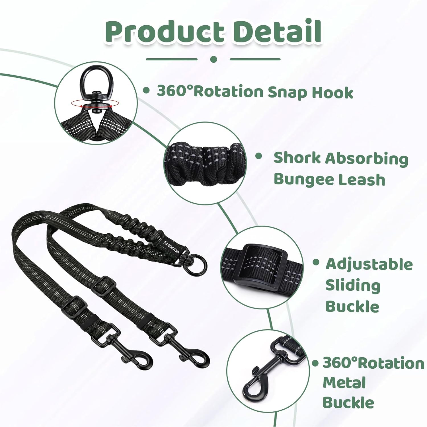 Demonstration of the adjustable bungee section expanding under tension for shock absorption.
