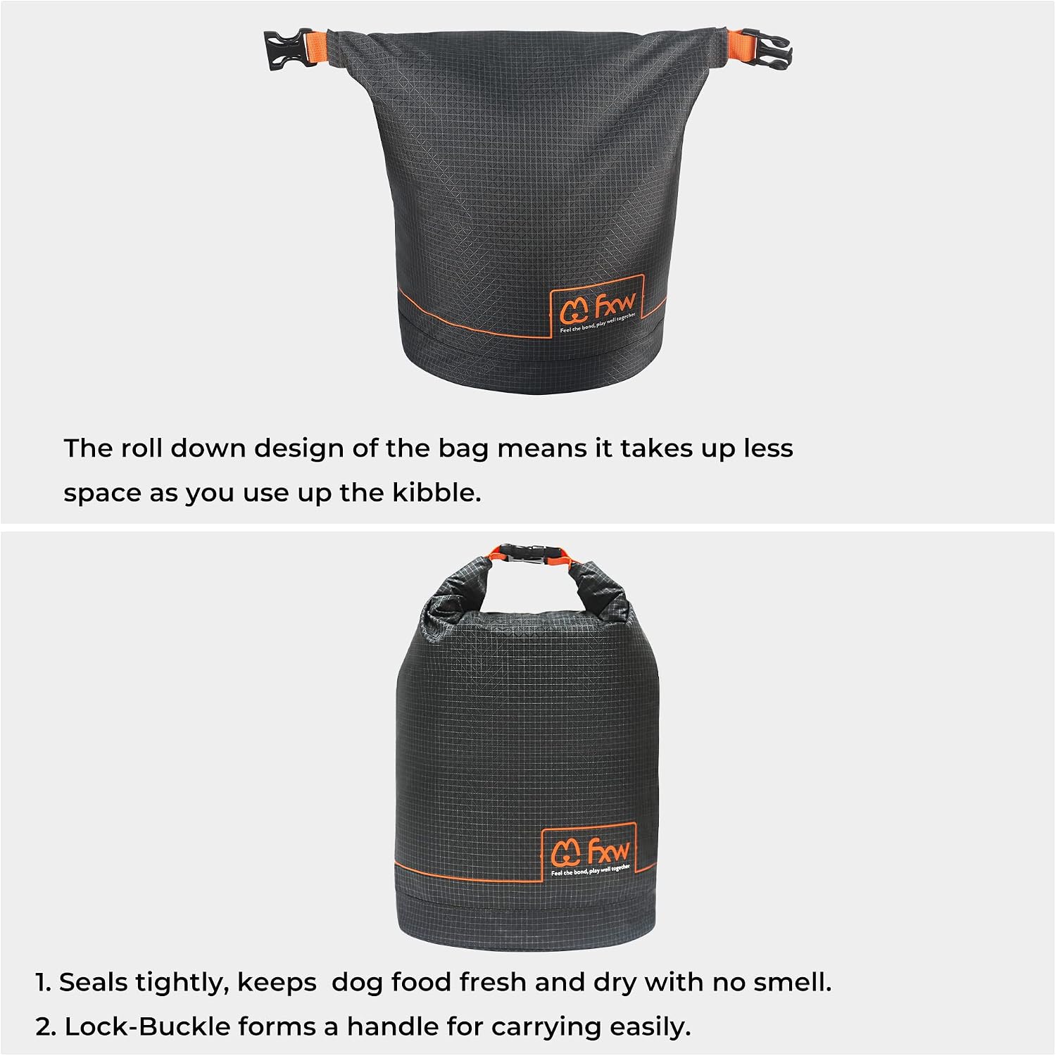 FXW dog food travel bag packed for camping