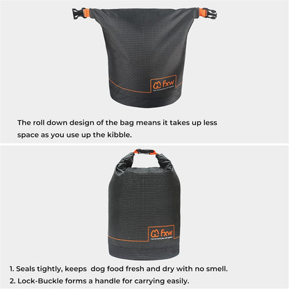 FXW dog food travel bag packed for camping