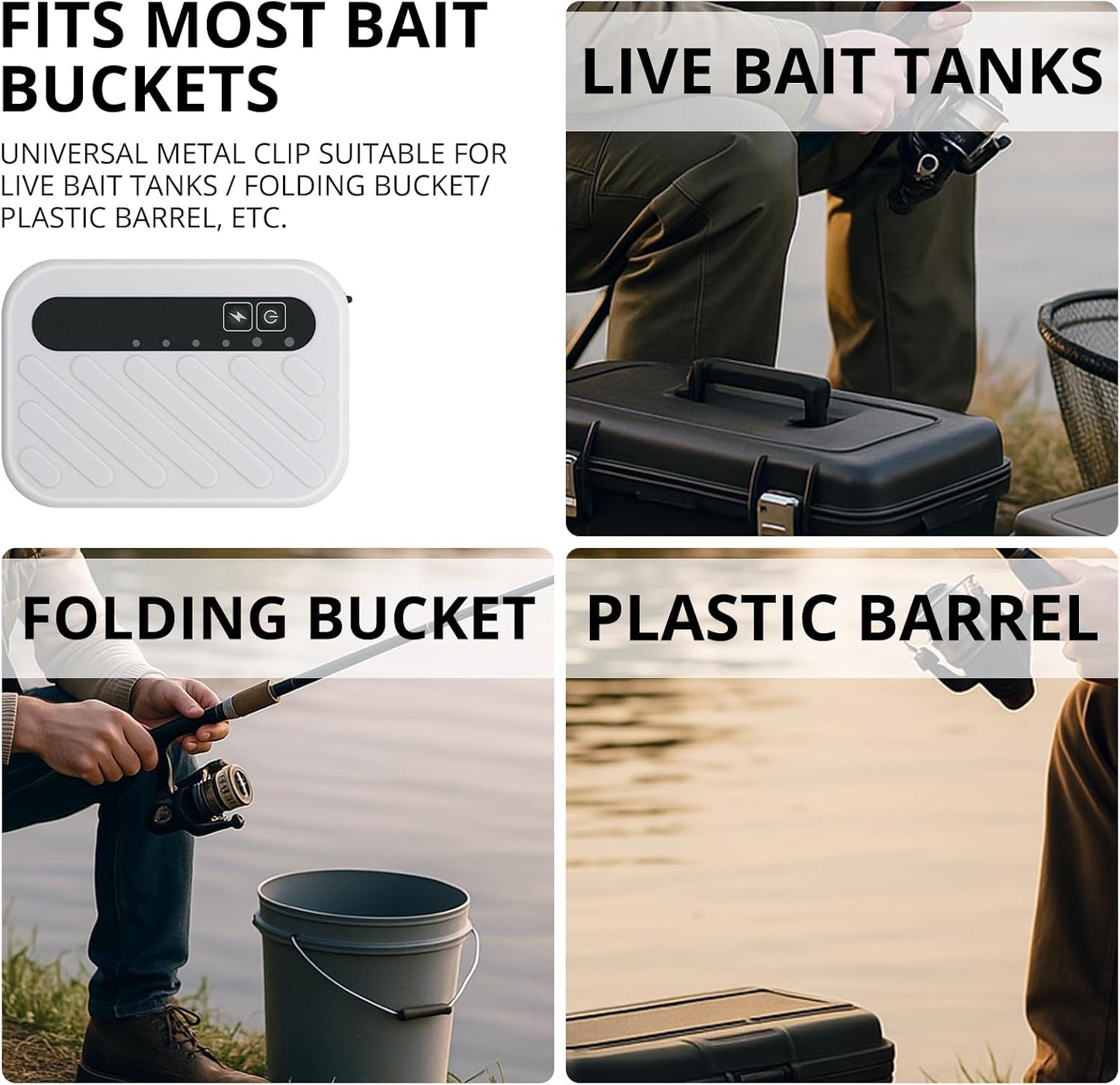 YQMIGU aerator installed on a fishing bucket