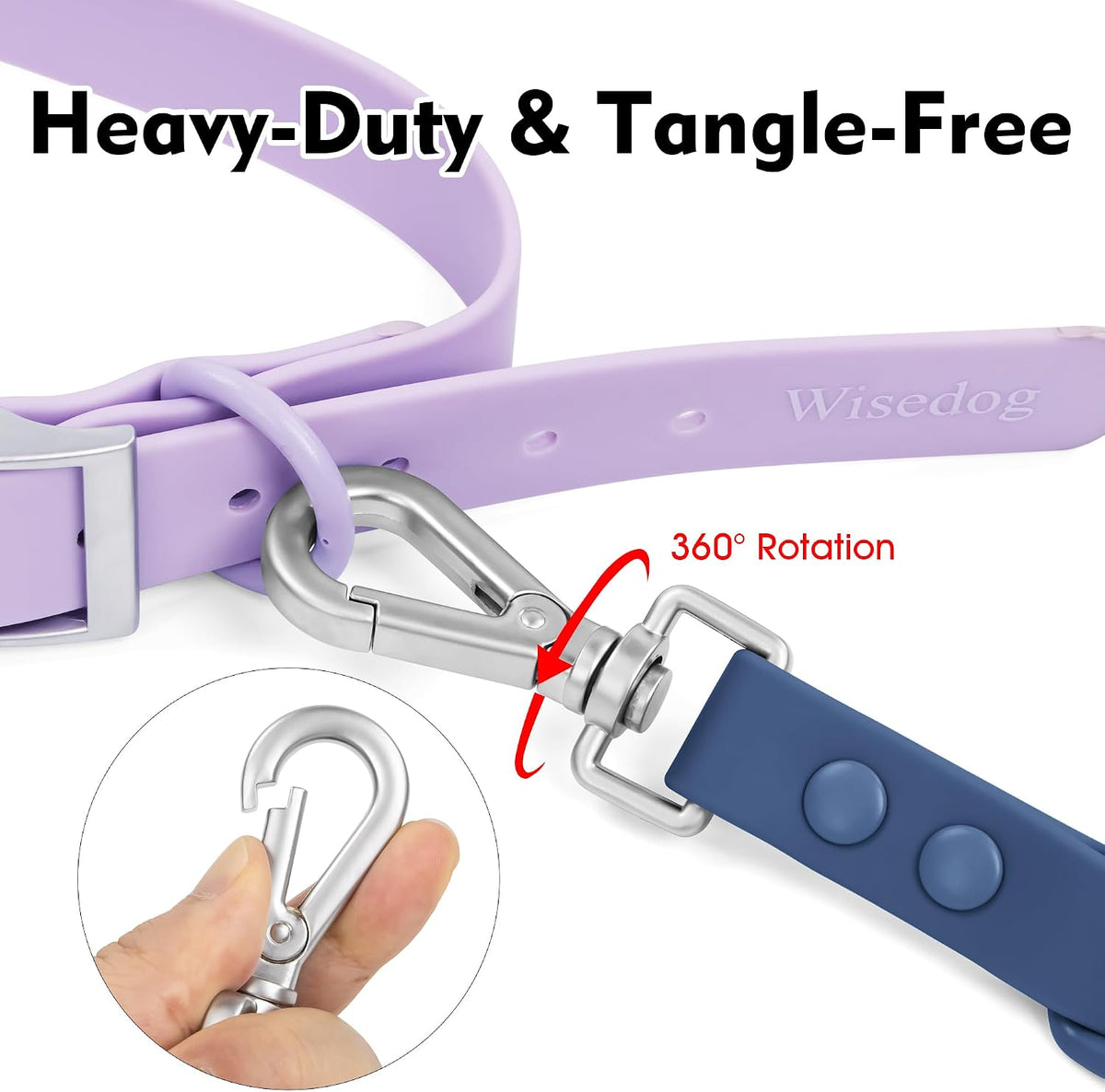 Wisedog navy dog leash being cleaned with cloth