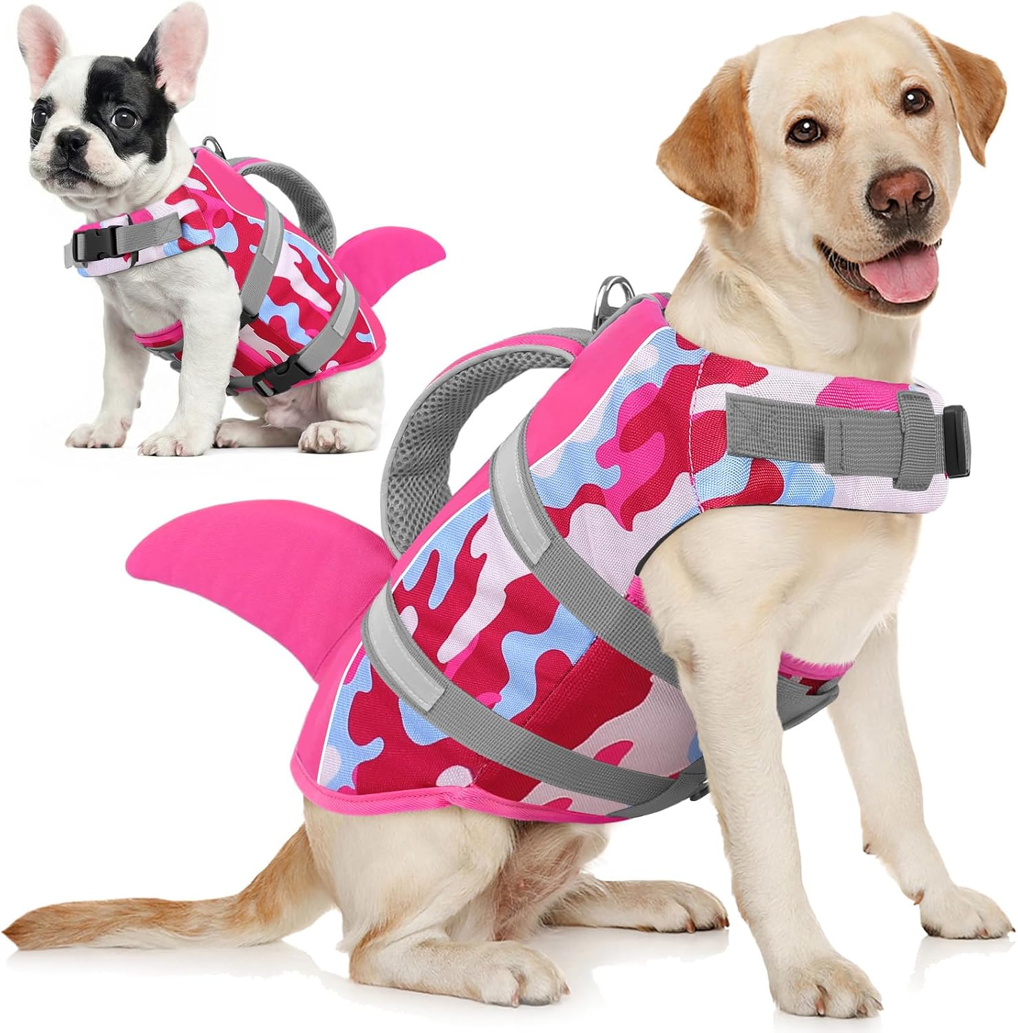 AOFITEE Dog Life Jacket, Dog Life Vest for Swimming, High Flotation Large Dogs Swim Vest with Rescue Handle and Reflective Stripe, Dogs Lifesaver Swimsuit for Boating Summer Pool Beach, Blue Shark XL - Image 9