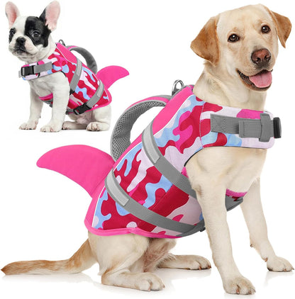 AOFITEE Dog Life Jacket, Dog Life Vest for Swimming, High Flotation Large Dogs Swim Vest with Rescue Handle and Reflective Stripe, Dogs Lifesaver Swimsuit for Boating Summer Pool Beach, Blue Shark XL - Image 9