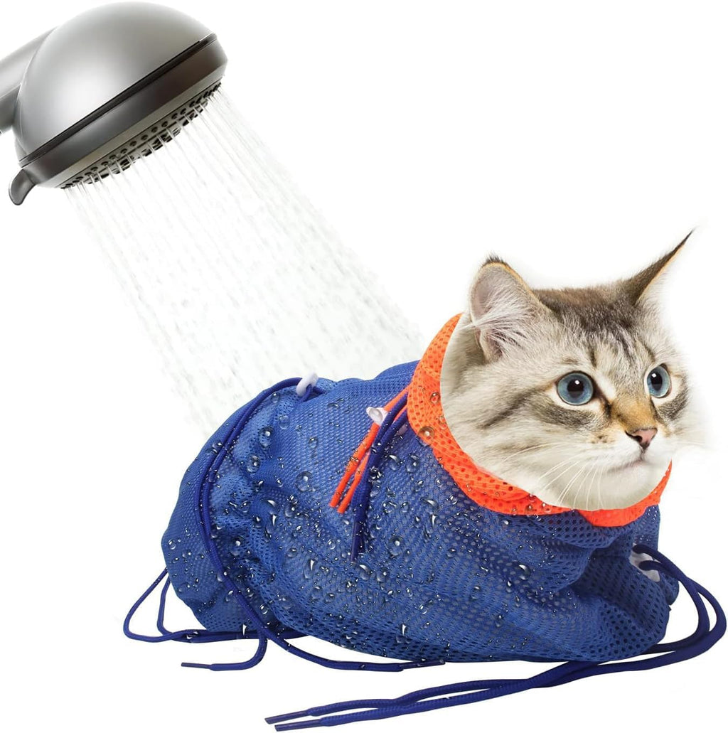Cat Bathing Bag, Breathable Mesh Cat Shower Bag Anti Scratch Adjustable Grooming Washing Bag for Nail Trimming Soft Polyester - Image 12
