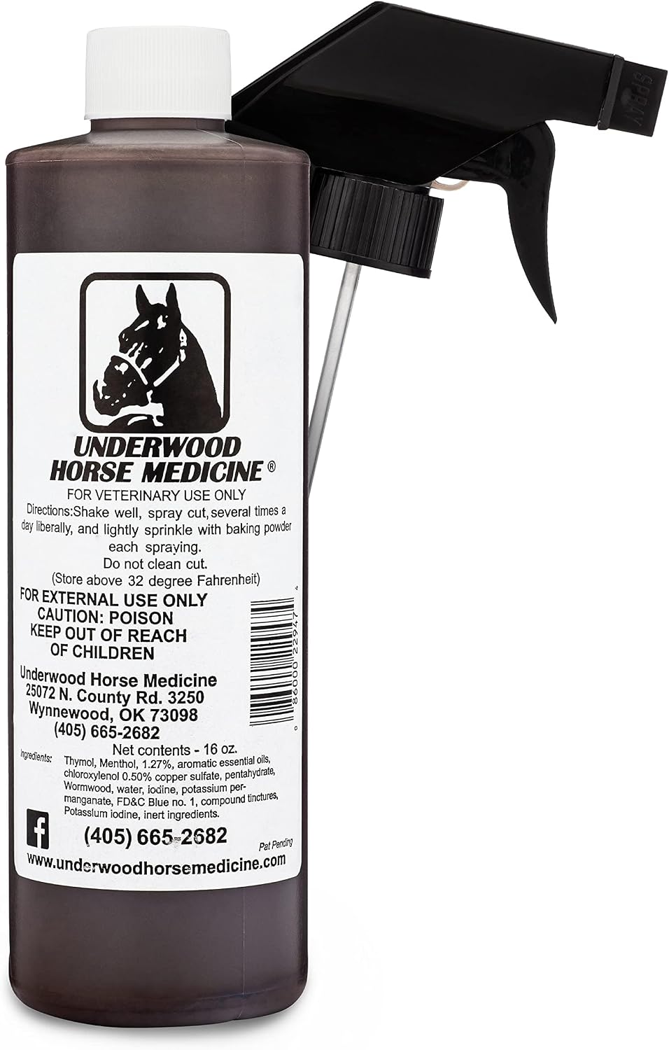 Underwood Horse Medicine Topical Wound Spray 16 fluid ounce bottle front view