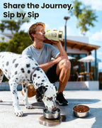 Double walled stainless steel travel flask for dogs with non slip silicone base