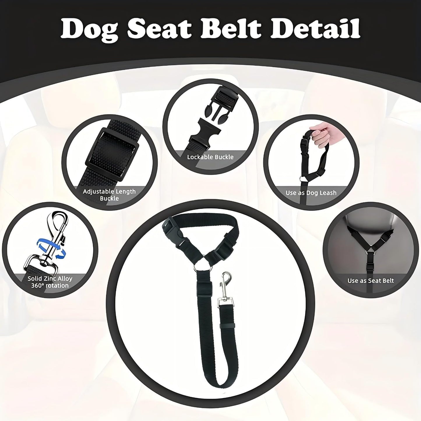 Adjustable buckle mechanism on pet seat belt
