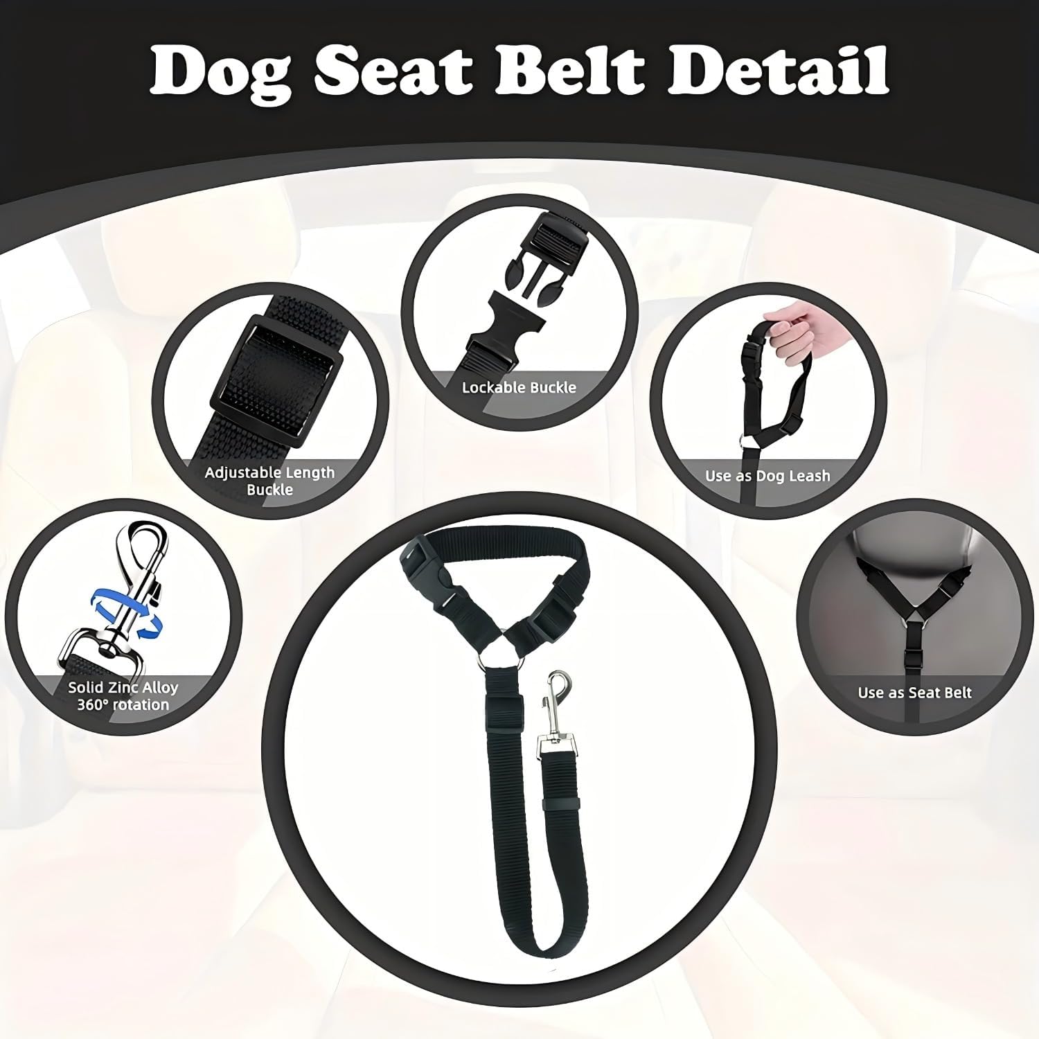Adjustable buckle mechanism on pet seat belt