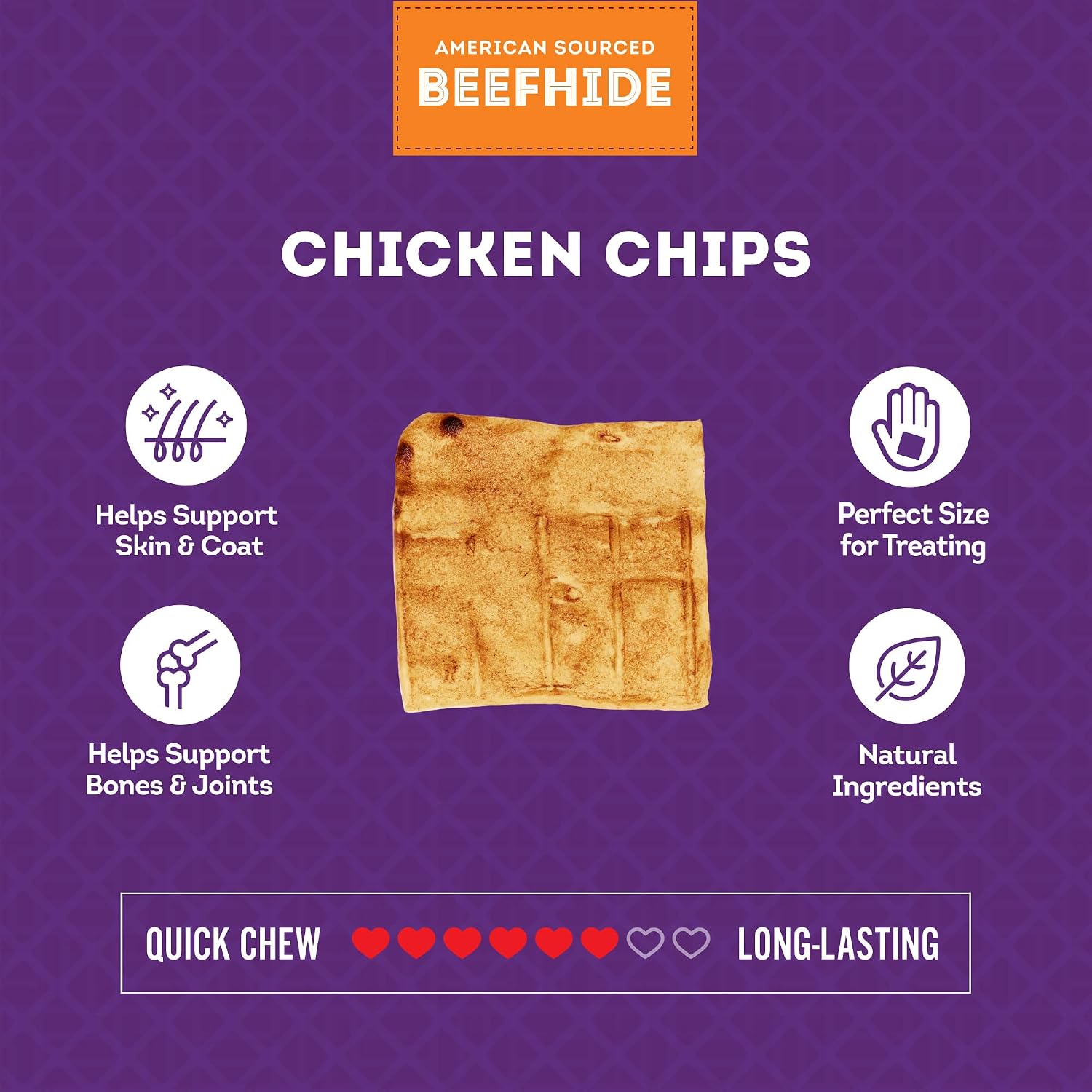 Premium USA sourced beefhide chips by Treatly for canine dental health maintenance.