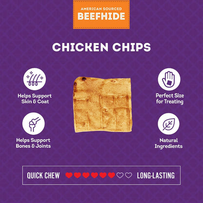 Premium USA sourced beefhide chips by Treatly for canine dental health maintenance.