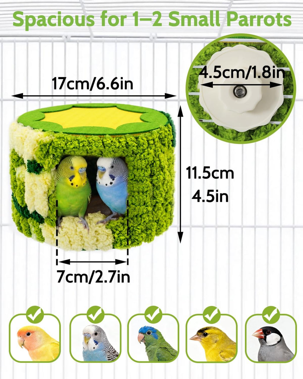 Bird Nest for Cage with Support Frame & Pad, Foot-Friendly Felt - Image 5