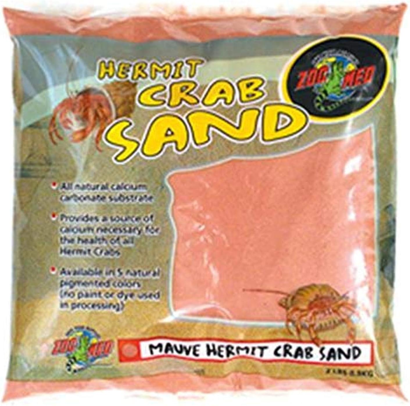 Zoo Med Hermit Crab Sand Mauve 2 Pound bag front view