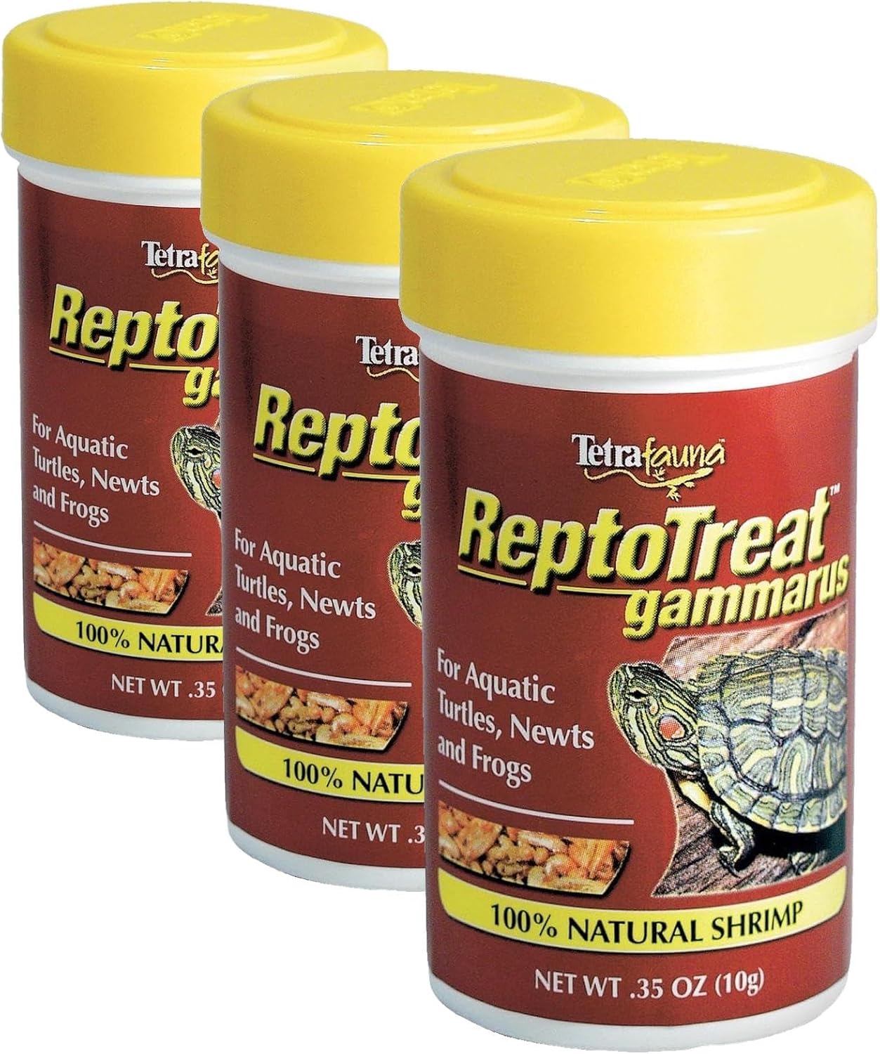 Back label of Tetra ReptoTreat Gammarus showing feeding instructions and nutritional information.