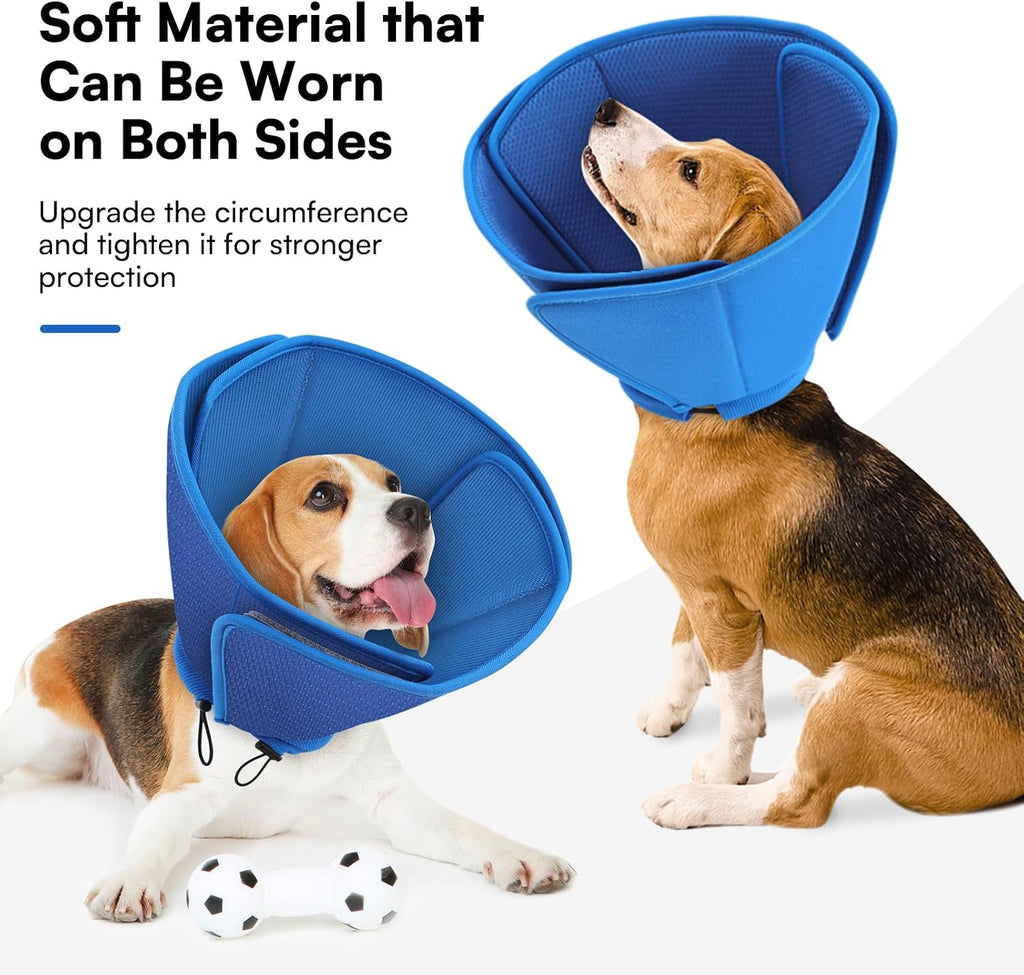 Queenmore blue Elizabethan collar for dogs wound healing drawstring adjustment