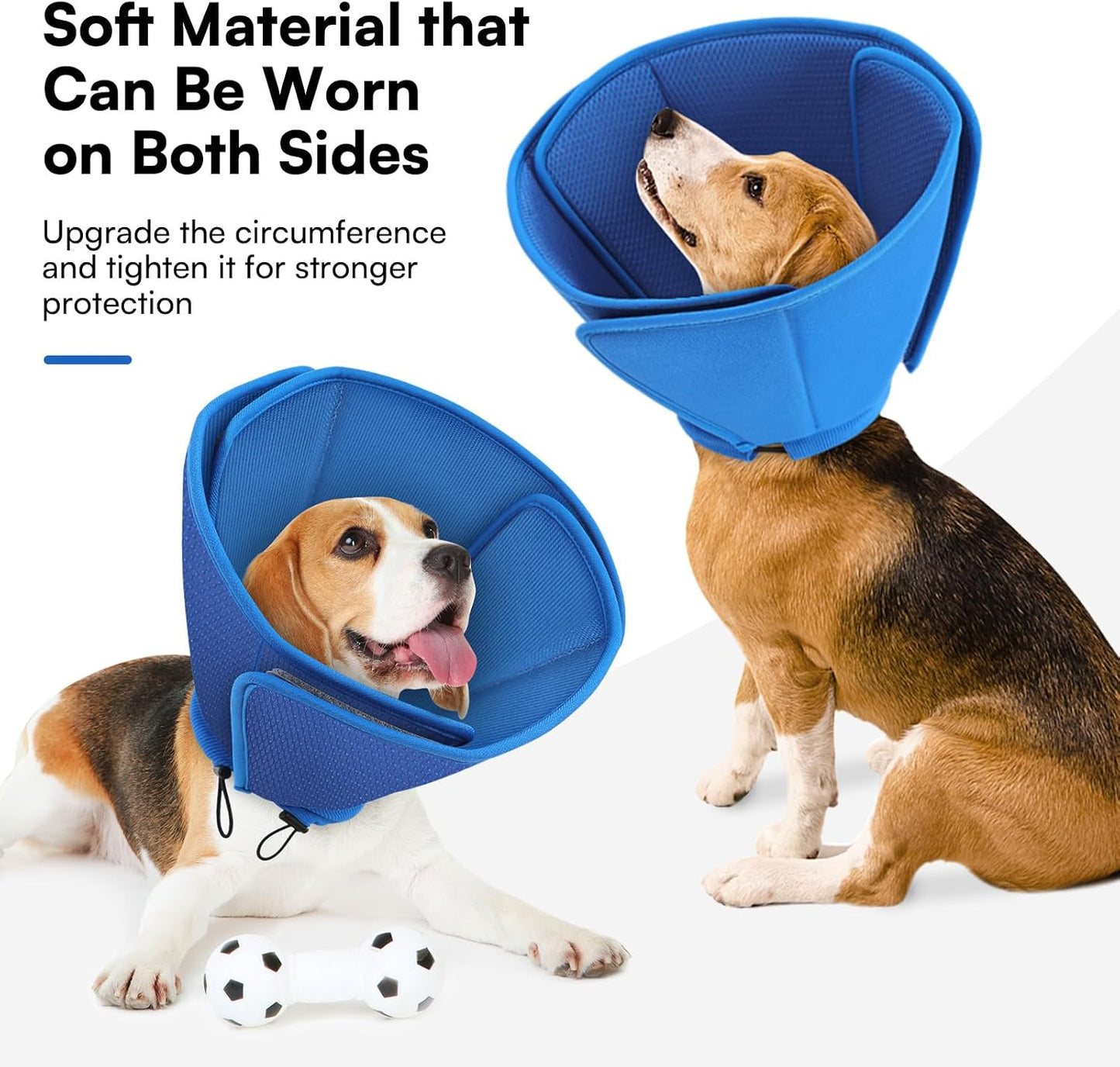 Queenmore blue Elizabethan collar for dogs wound healing drawstring adjustment
