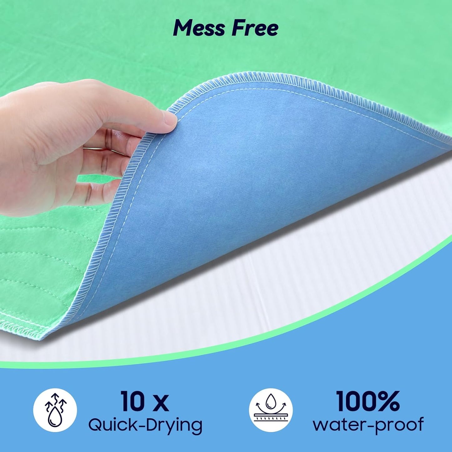 FYGRIP 4 Pack 36" x 36" Extra Heavy Absorbency Washable Underpads, Waterproof Quick Drying Nursing Incontinence Reusable Washable Bed Pee Pads for Dogs, Diaper Changing & Adults, Green - Image 4