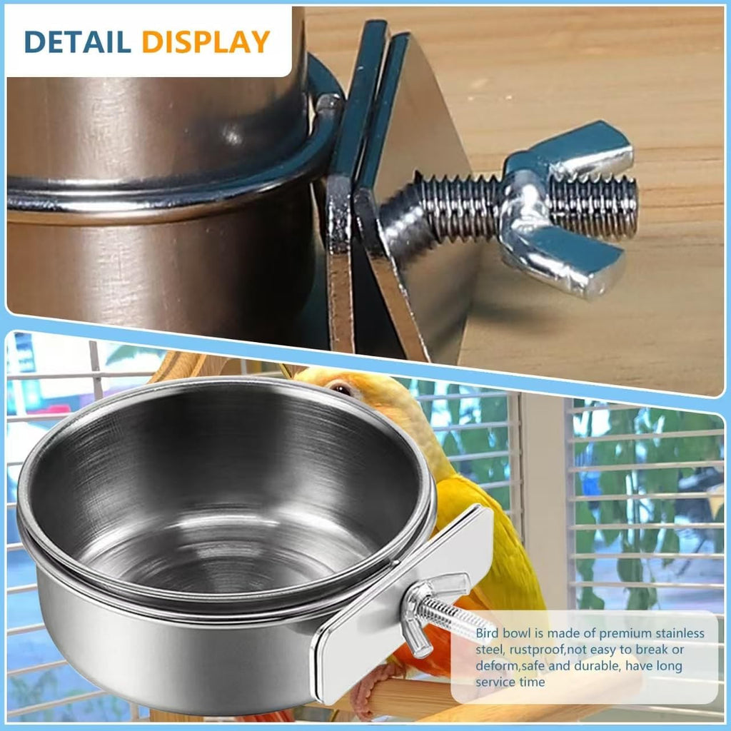 Removable bracket holder attached to wire pet cage for bird bowl
