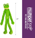 Multipet frog dog toy demonstrating interactive play size