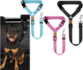 CuoiArte 3 Pack Dog Seat Belt front view with black blue and pink straps.