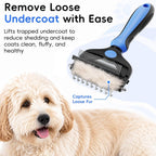 Stainless steel rounded teeth of AXEFUN deshedding tool close up