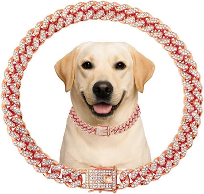 Packaging layout of the imported gold crystal Cuban link chain pet jewelry variant