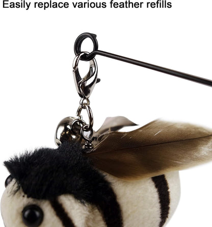 TTcat natural bird feather refills close up showcasing the quick-swap lobster clasp mechanism.