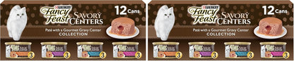 Purina Fancy Feast Savory Centers Wet Cat Food Pate Variety Pack With Chicken, Salmon, Beef, and Tuna Pate with Gravy Center - (2 Packs of 12) 3 oz. Pull-Top Cans - Image 11