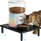 OPNICE adjustable cat food stand front view elevated feeding station