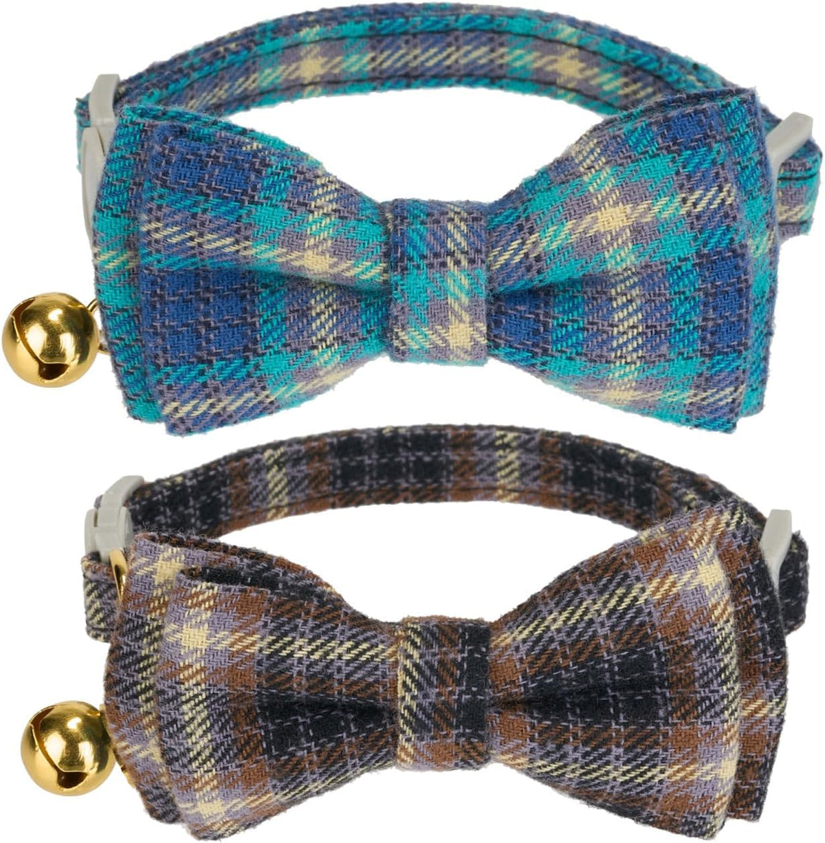 2 Pack Soft Corduroy Cat Collars with Bow Tie & Bell Adjustable Breakaway Kitten Bowtie Collar for Girl Boy Cats(Orange & Green) - Image 15