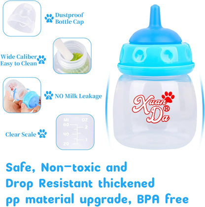 Three different sizes of food grade silicone nipples included in the puppy feeding set.