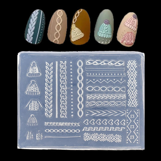LIFOOST 3D nail art silicone mold front view showing winter sweater patterns
