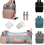 ANWTOTU diaper bag front view in pink and grey