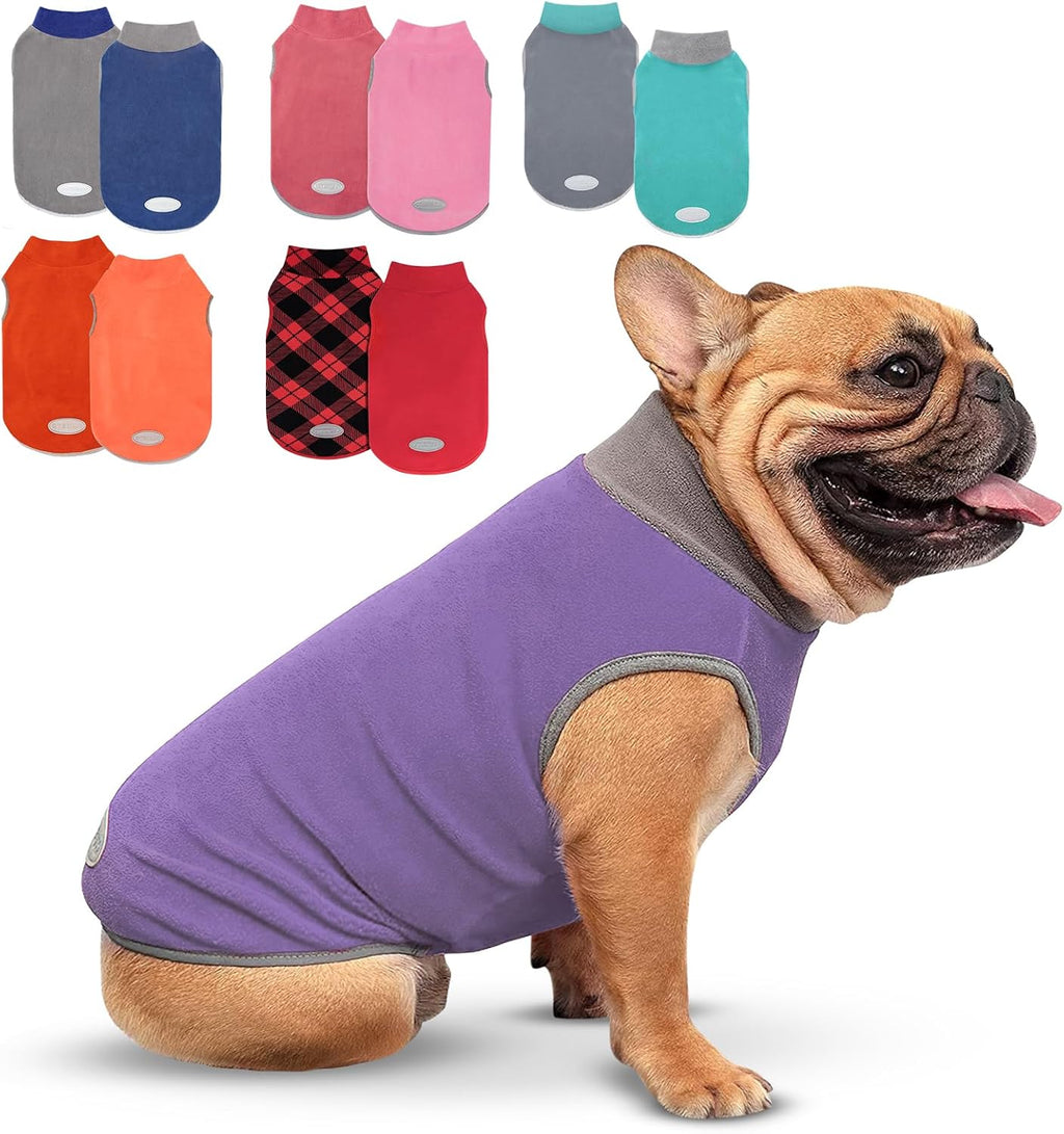 cyeollo 2 Pack Fleece Dog Sweater Stretchy Pullover Soft Dog Jacket with Reflective Stripe Lightweight Sweatshirt Pet Clothes Coats for Small Dogs, Navy & Grey L - Image 10