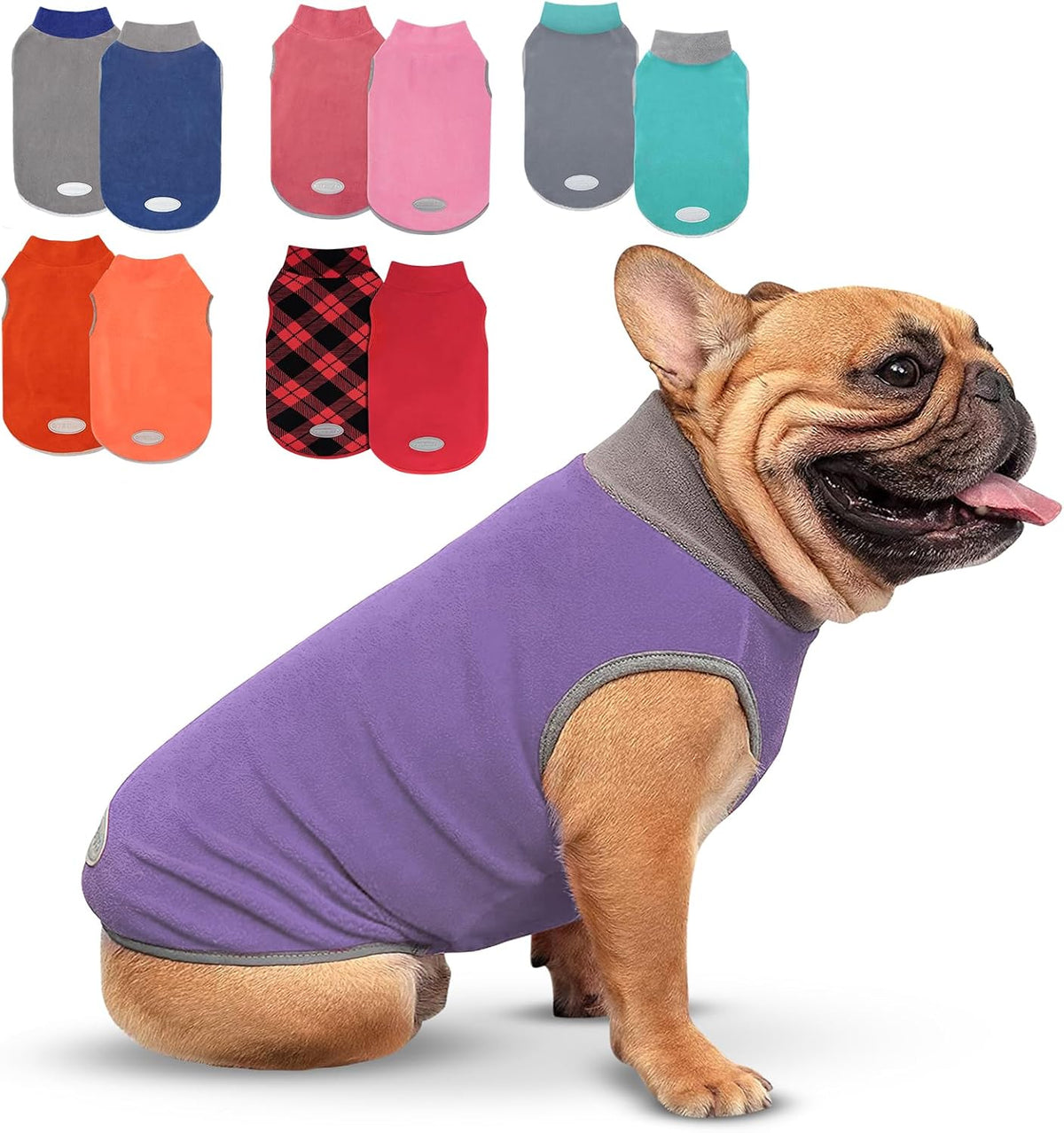 cyeollo 2 Pack Fleece Dog Sweater Stretchy Pullover Soft Dog Jacket with Reflective Stripe Lightweight Sweatshirt Pet Clothes Coats for Small Dogs, Navy & Grey L - Image 10