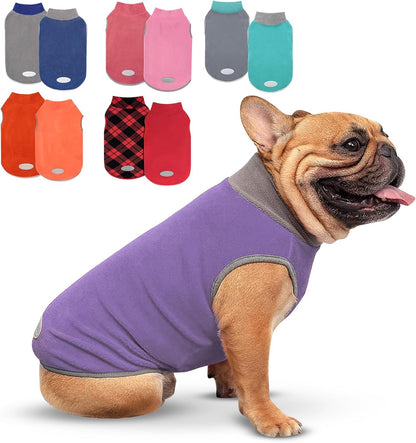 cyeollo 2 Pack Fleece Dog Sweater Stretchy Pullover Soft Dog Jacket with Reflective Stripe Lightweight Sweatshirt Pet Clothes Coats for Small Dogs, Navy & Grey L - Image 10