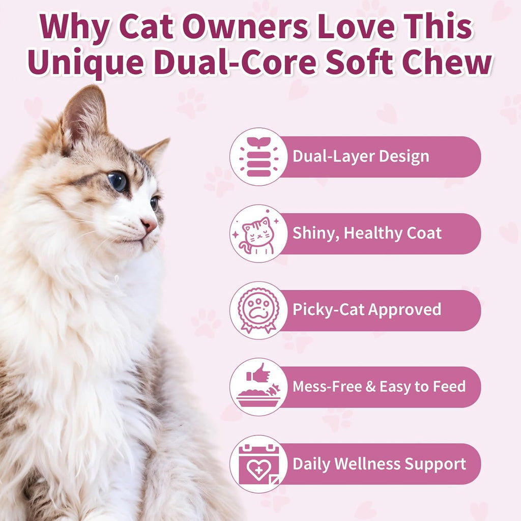 Side view of the domestic cat vitamin container highlighting skin barrier support benefits.