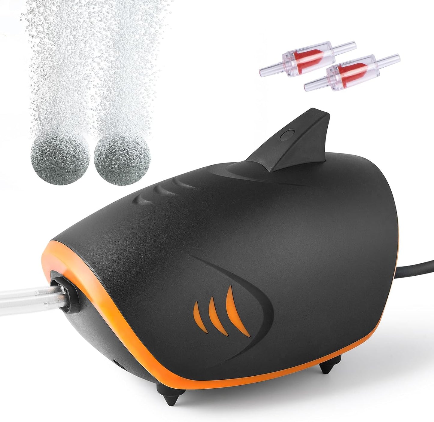 Hitop 4W aquarium air pump front view with shark design
