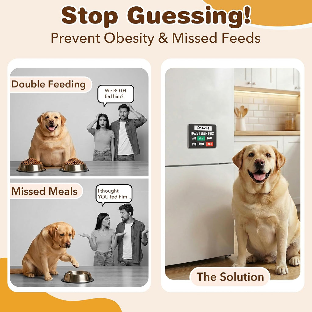 EliteSign manual pet food tracker showing green and red feeding indicators.