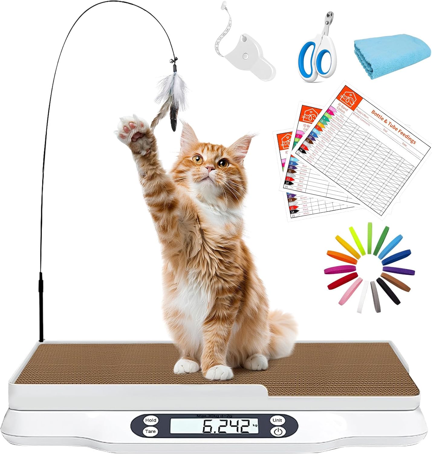 Kanmeii multifunctional pet scale front view showing the digital LCD display and spacious measurement tray.