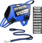 Complete packaged set of the MOOGROU medium red dog vest harness leash and identification card