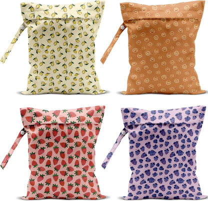 Vbcvbgfh 4 pack fruit print waterproof wet bags front view