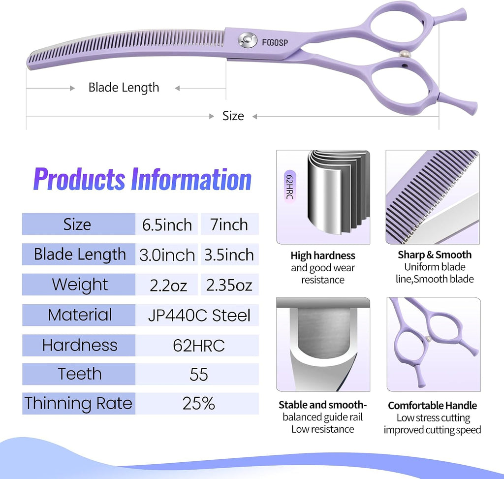 FOGOSP authentic imported pet blending shears angled product layout