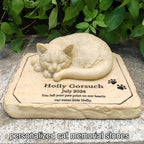 Weatherproof resin cat grave marker for outdoor display